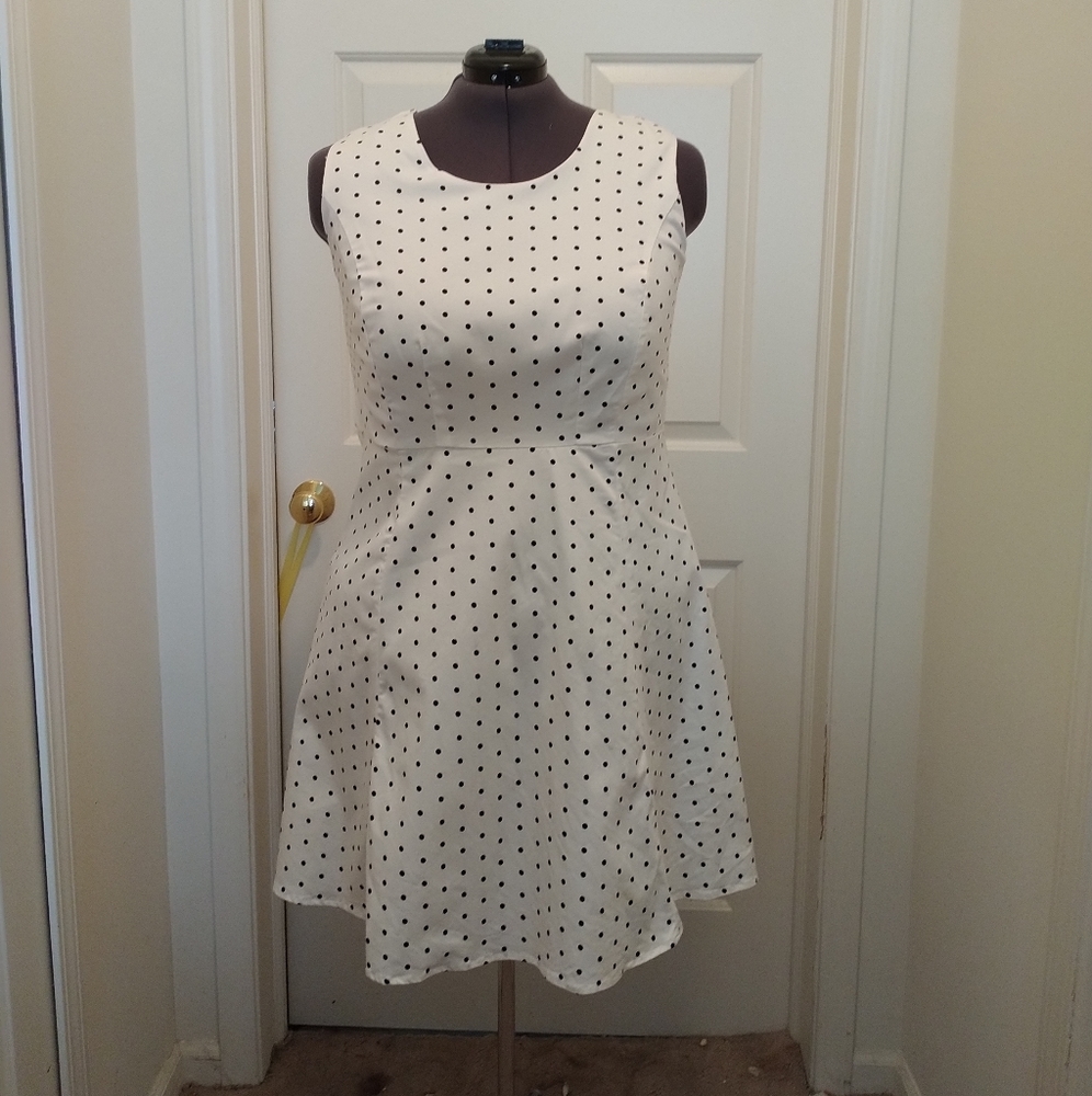 White summer dress with black dots